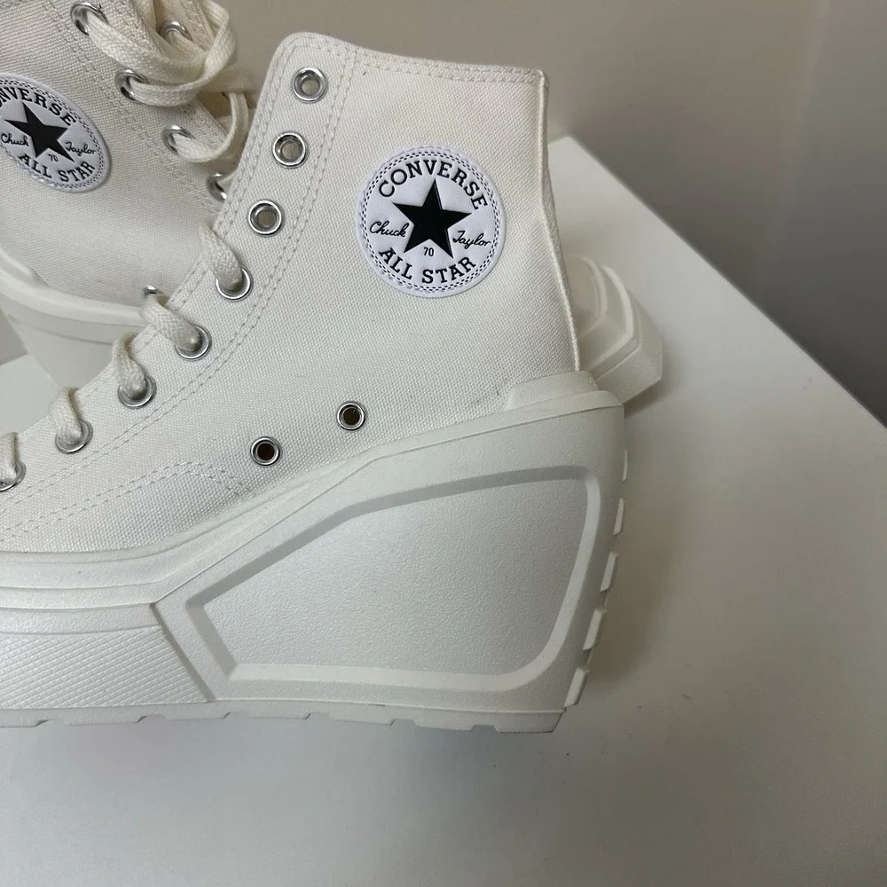 Converse Chuck 70 De Luxe Wedge Egret Women's Size 7.5 Platform Shoes NEW